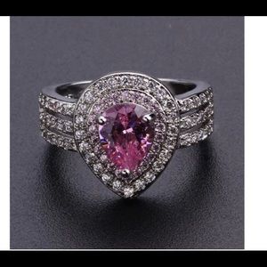 Luxury Pink Pear drop Ring size 8
